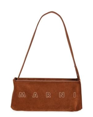 Marni Museo Pochette Suede Hobo Bag - Brown
