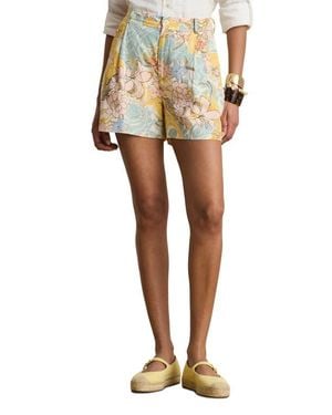 Ralph Lauren Floral Pleated Linen Short - Multicolor