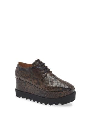 Stella McCartney Sneakelyse Snakeskin Print Platform Sneaker - Brown