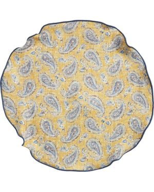 Edward Armah Paisley & Dot Reversible Silk Pocket Circle - Metallic