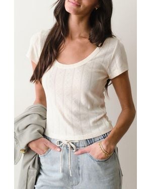 Marine Layer Lexi Pointelle Scoop Neck T-Shirt - White