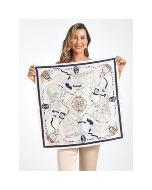 SILKSILKY Pure Silk Printed Square Scarf - White