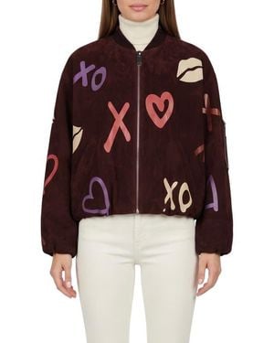 Gorski Genuine Metis Suede Bomber Zip Jacket - Red