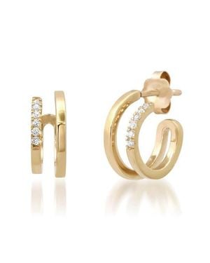 Elliot Young 14K & Diamond Double Huggie Earrings - Metallic