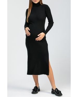 PIETRO BRUNELLI MATERNITY Penelope Long Sleeve Rib Maternity Midi Sweater Dress - Black