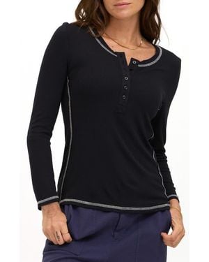 Threads For Thought Alida Feather Rib Henley - Black