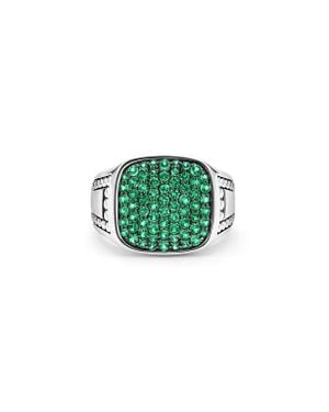 Lagos Anthem Pavé Diamond Signet Ring - Green
