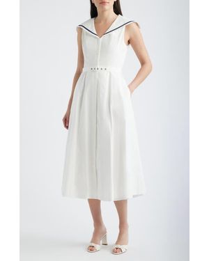 FREEMARKET Sailor Collar Cotton Midi Dress - White