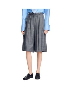 Sandro Check Wool Shorts - Blue