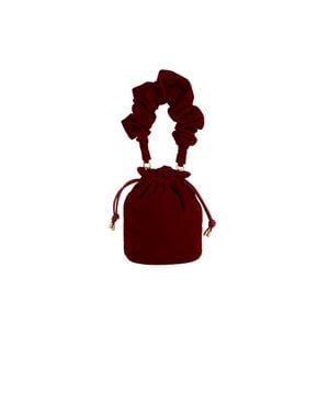 Fable England Velvet Bucket Bag - Red