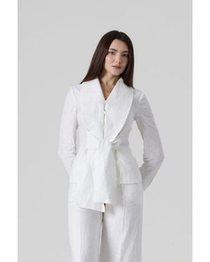 Le Fafo Linen Waist Tie Shirt - White