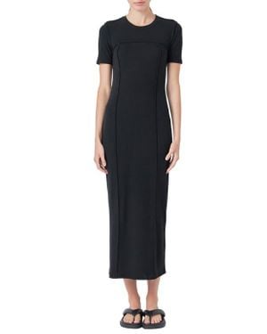 Grey Lab Short Sleeve Back Cutout Ribbed Maxi Dress - Black