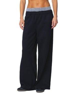 Edikted Gingham Boxer Detail Sweatpants - Black