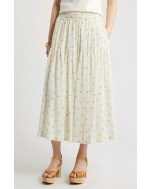 Treasure & Bond Smocked Waist Cotton Maxi Skirt - Natural