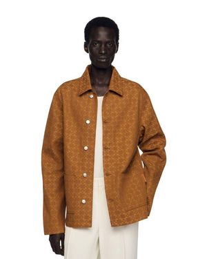 Sandro Square Cross Denim Jacket - Brown