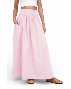 MARCELLA Raven Cotton Poplin Maxi Skirt - Pink