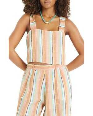 Vitamin A Tallows Crop Linen Cover-Up Top - Natural