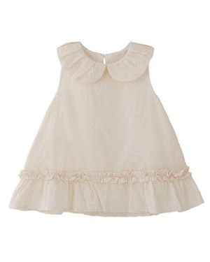 BANBLU Embroidered Collar Dress - Natural