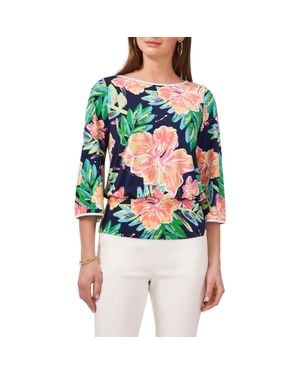 Chaus Print Banded Waist Top - Multicolor