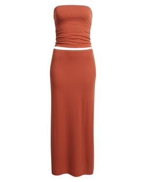 Free People Good Feels Tube Top & Maxi Skirt Set - Red