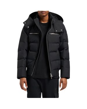 Moose Knuckles Cloud Down Puffer Bomber Jacket With Removable Hood - Black