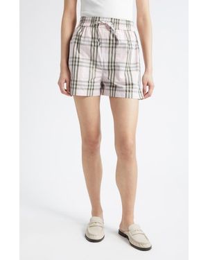 Burberry Evelyn Check Cotton Drawstring Shorts - Multicolor