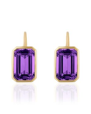 Goshwara Gossip Emerald Cut Drop Earrings - Purple