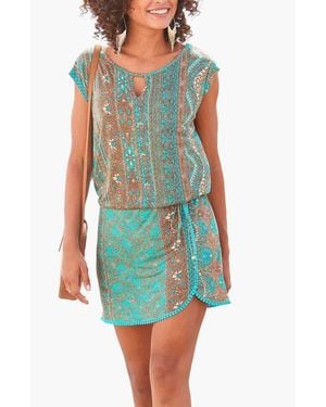 Lascana Crochet Hem Dress - Green
