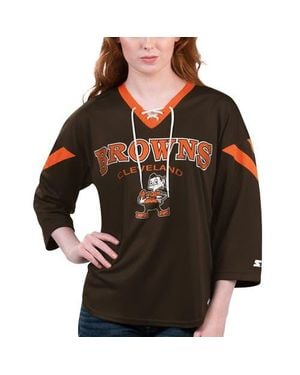 Starter Cleveland Browns Rally Lace-Up 3/4 Sleeve T-Shirt