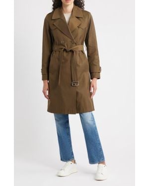 Via Spiga Water Resistant Cotton Blend Trench Coat - Natural