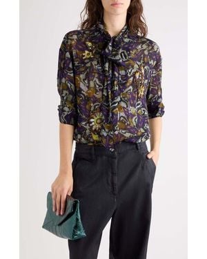Dries Van Noten Calma Embellished Georgette Blouse - Black