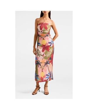 EVER NEW Alex Strapless Ruched Mesh Maxi Dress - Red