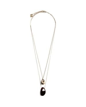 Mango Double Pendant Necklace - Metallic