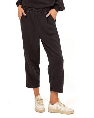Threads For Thought Chantel Mineral Wash Crop Wide Leg Pants - Black