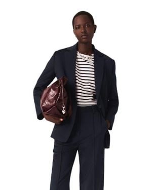 Maje Suit Jacket With Pleated Back - Blue