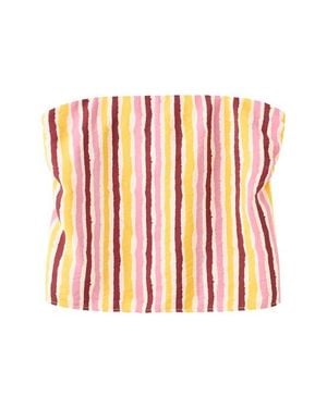 MANGO TEEN Stripe Strapless Top - Red