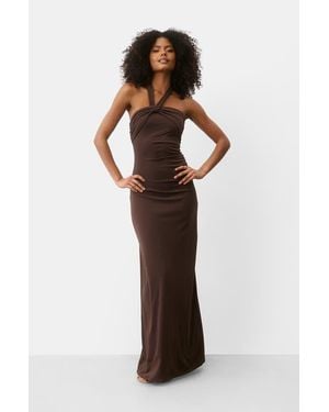 Six Stories Halter Neck Sculpt Bridesmaid Dress - Brown
