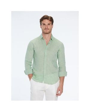 Moeva Harry Linen Shirt With Spread Collar - Green