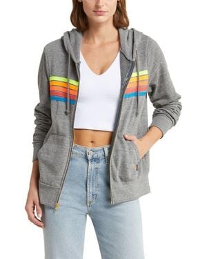 Aviator Nation 5-stripe Zip Hoodie - Gray