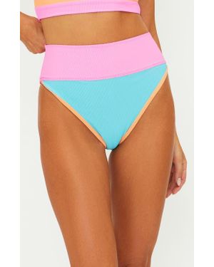 Beach Riot Emmy Colorblock High Waist Bikini Bottoms - Blue