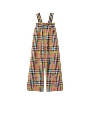 Burberry Heart Check Cotton Jumpsuit - White