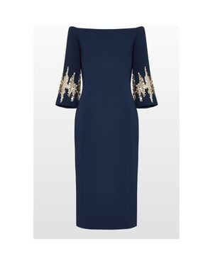Jenny Packham Aster Sequin-Embellished Midi Dress - Blue