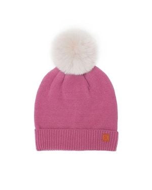 Northern Classics Knit Winter Hat With Faux Fur Pom - Pink