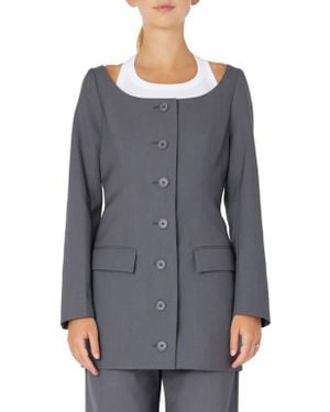 Grey Lab Boat Neck Blazer - Gray