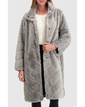 Lyla Grant Fur-Free Mink (Faux Fur) Short Coat - Gray
