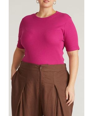 UNIVERSAL STANDARD Classic Rib Short Sleeve Top - Pink