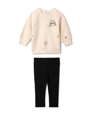 Charlotte & George Princess Print Velour Sweatshirt And Leggings Set - Natural