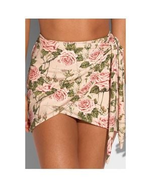 TA3 Faux Wrap Mini Cover-Up Skirt - Pink