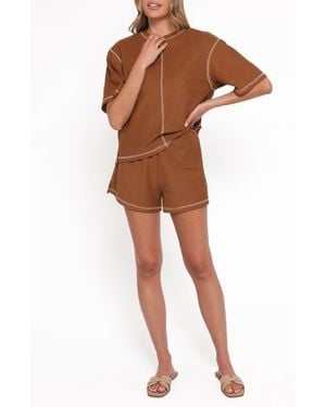 Petal & Pup Melody Knit T-Shirt & Shorts Set - Brown