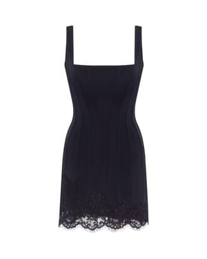 Milla Sultry Corset Mini Dress With Lace Hem - Blue